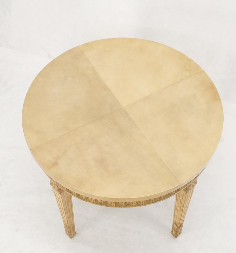 Bleached Round Lacquered Leather parchment Top Occasional Lamp Accent Table Stand For Sale
