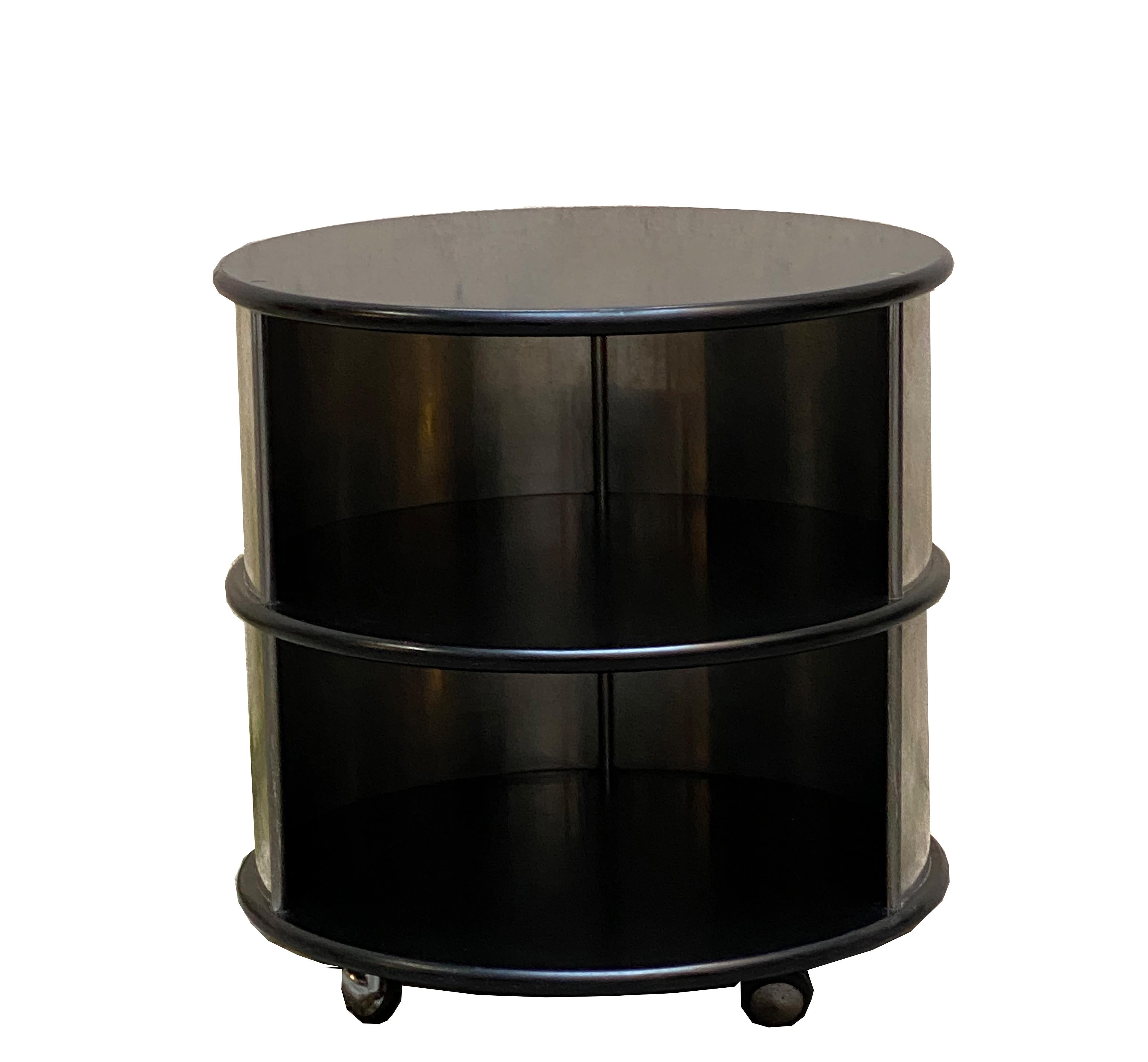 Italian Round Lacquered Wood Bedside or End Table, Italy, 1970s