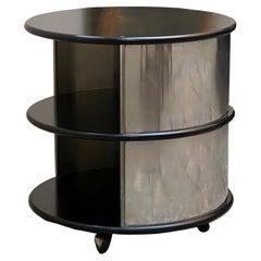 Round Lacquered Wood Bedside or End Table, Italy, 1970s