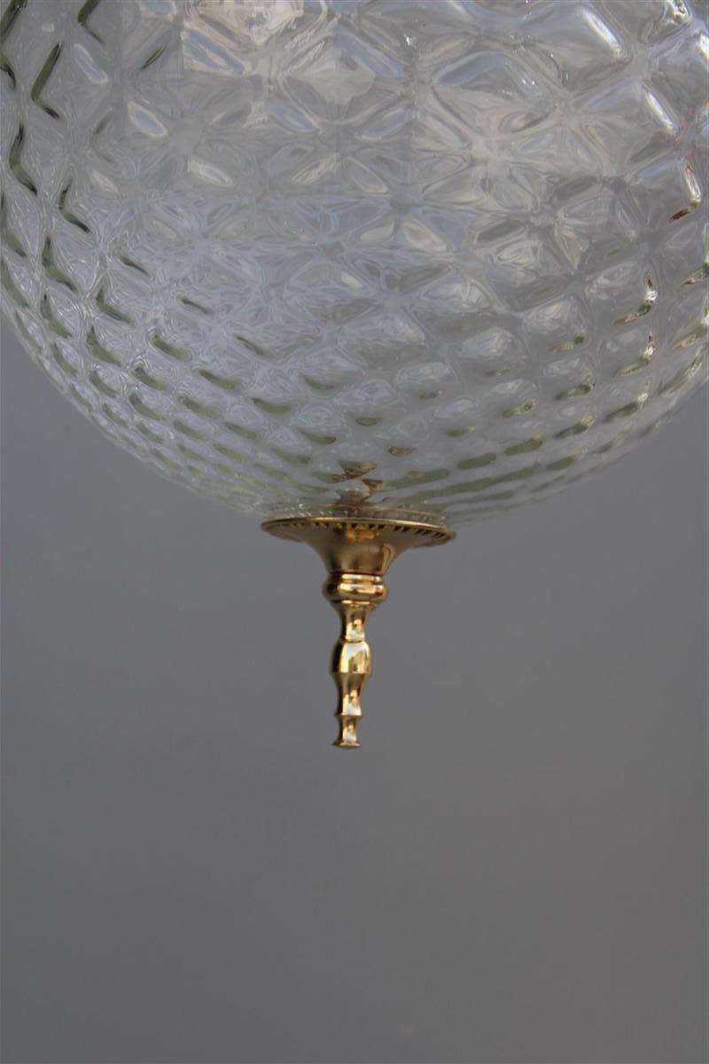 Round Lantern Brass Gold and Murano Glass Venini Design, 1950s For Sale 5