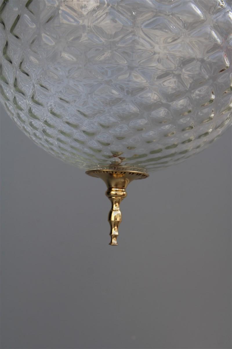 Runde Laterne aus Messing, Gold und Muranoglas, Venini Design, 1950er Jahre im Angebot 5
