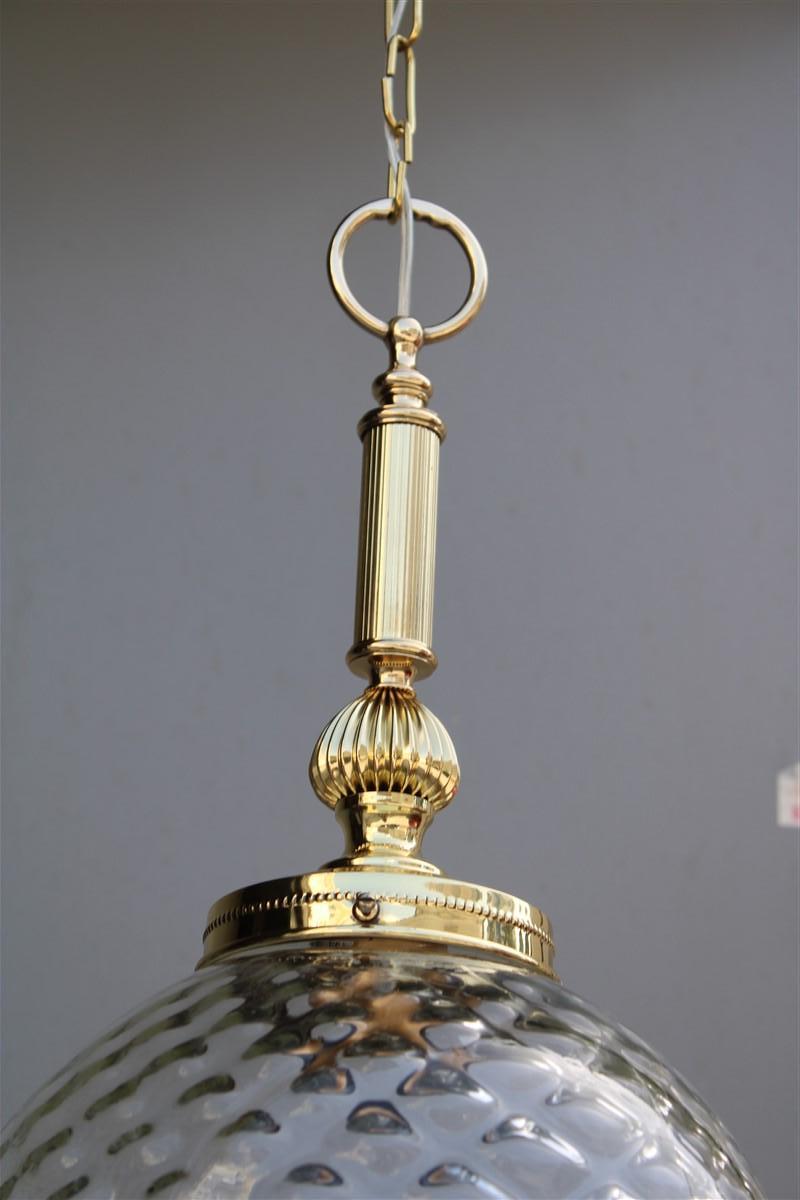 Round Lantern Brass Gold and Murano Glass Venini Design, 1950s For Sale 6