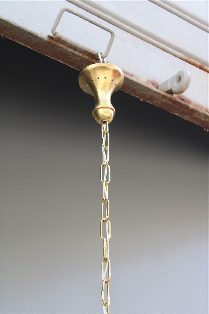 Round Lantern Brass Gold and Murano Glass Venini Design, 1950s For Sale 7