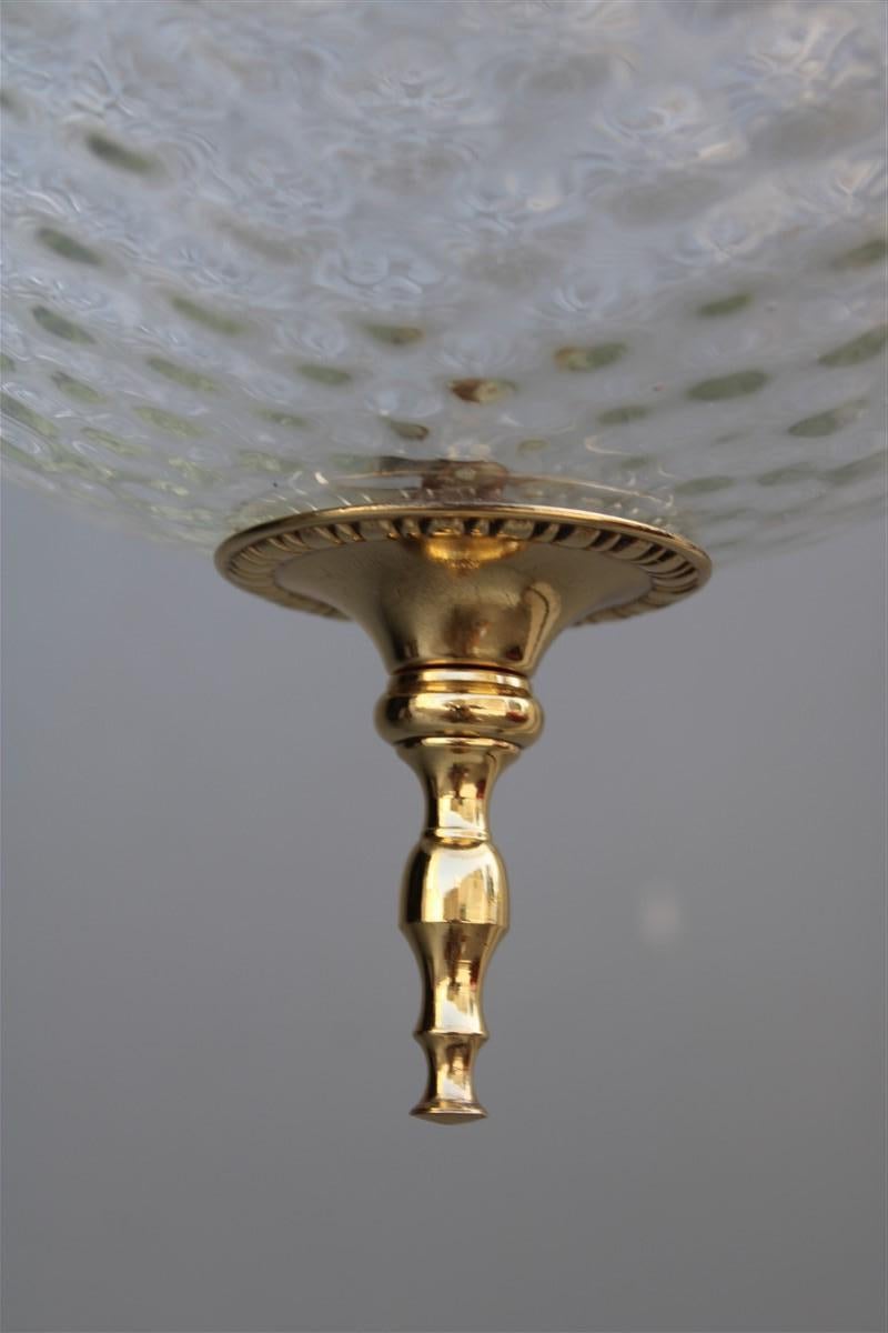 Round Lantern Brass Gold and Murano Glass Venini Design, 1950s In Good Condition For Sale In Palermo, Sicily