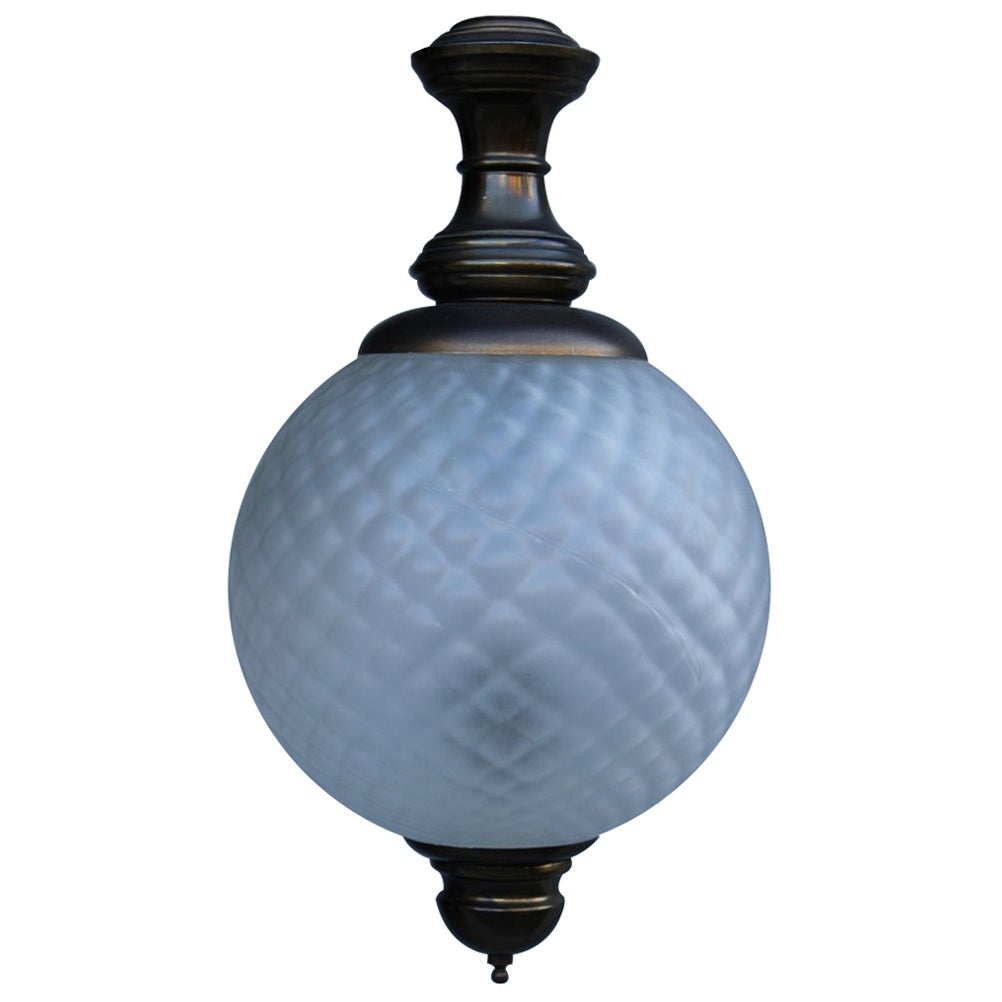 Round Lantern in Murano Glass and Burnished Brass Italy 1950s