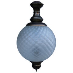 Round Lantern in Murano Glass and Burnished Brass Italy 1950s