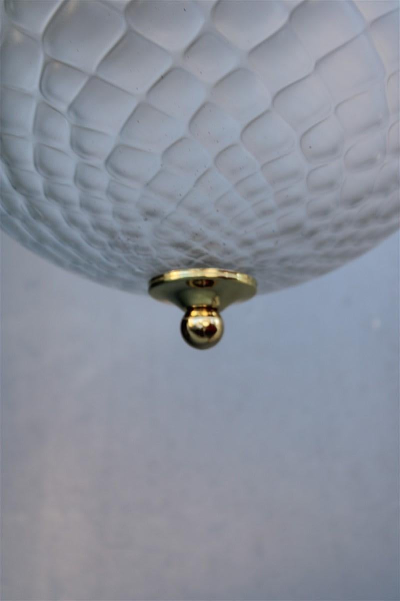 Mid-Century Modern Round Lantern Italian Design Murano Glass Brass Gold Structure 1950s Venini For Sale