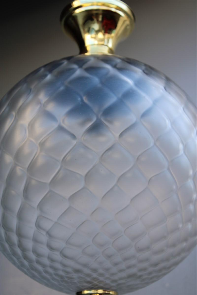 Round Lantern Italian Design Murano Glass Brass Gold Structure 1950s Venini In Good Condition For Sale In Palermo, Sicily