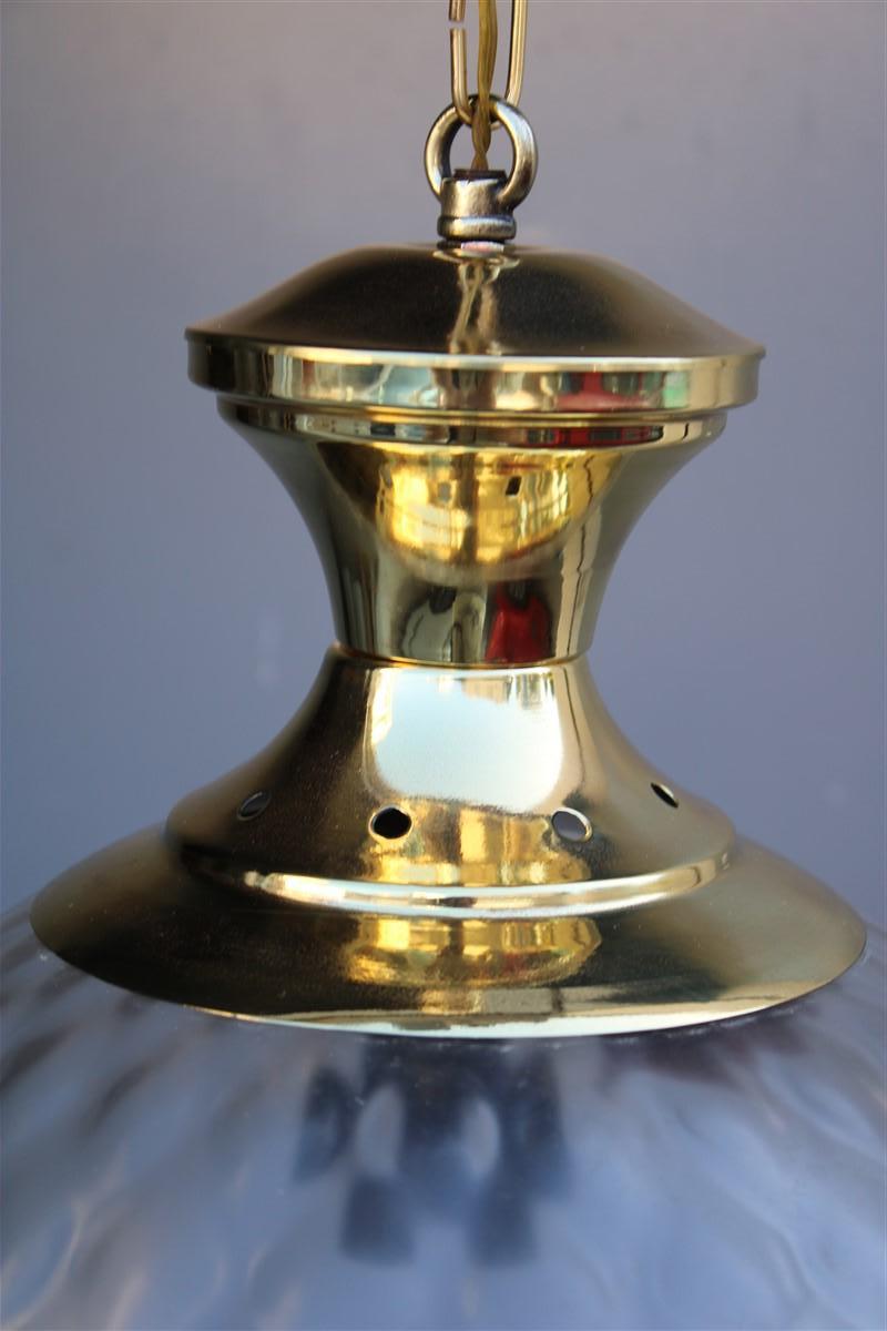 Round Lantern Italian Design Murano Glass Brass Gold Structure 1950s Venini For Sale 3