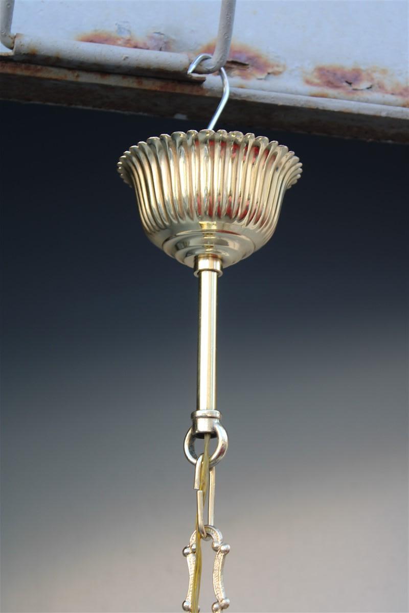 Round Lantern Italian Design Murano Glass Brass Gold Structure 1950s Venini For Sale 4