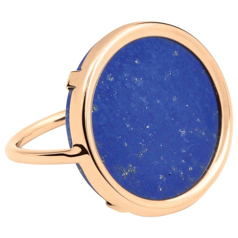 Round Lapis Lazuli and Rose Gold 18 Karat Cocktail Ring