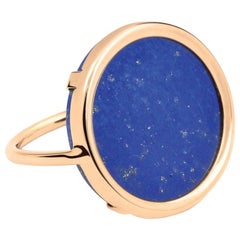 Round Lapis Lazuli and Rose Gold 18 Karat Cocktail Ring