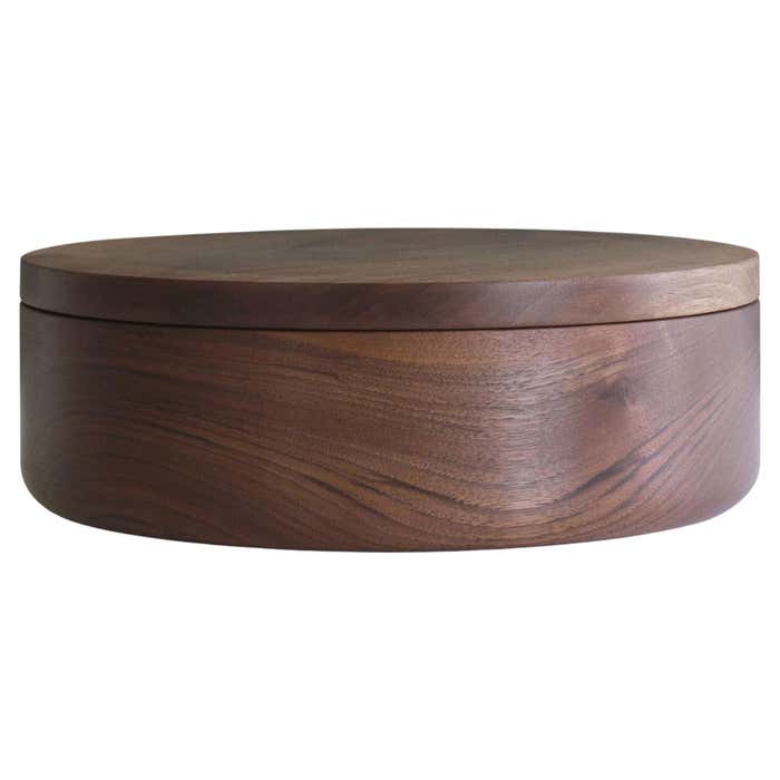 Round Jumbo Round Large Walnut Box with Flat Lid For Sale at 1stDibs | large round ...