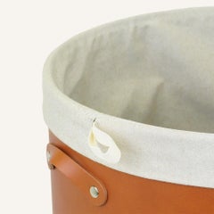 Round Laundry Basket CESTELLEA Deluxe - Regenerated Leather