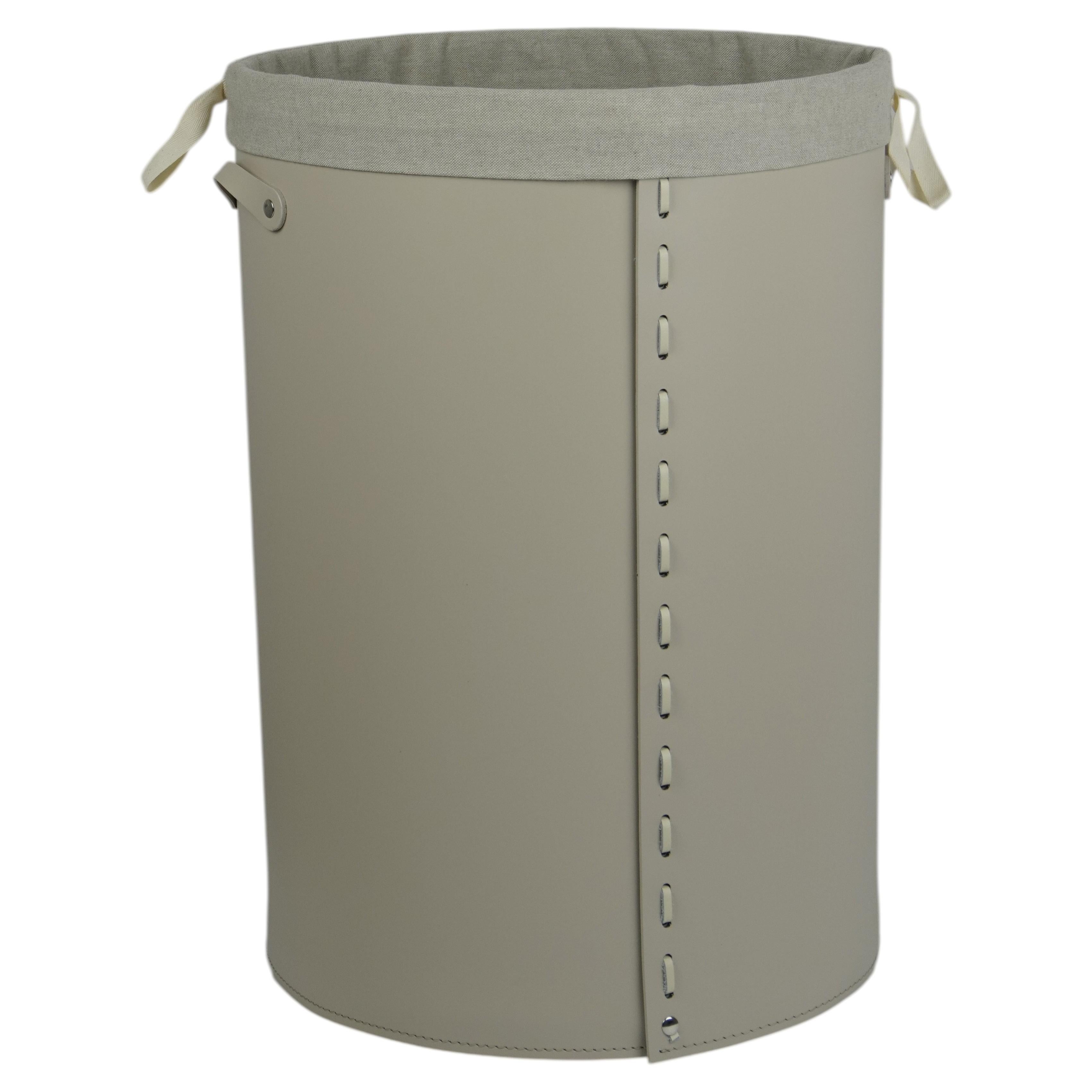 Round Laundry Basket CESTELLEA Deluxe - Regenerated Leather
