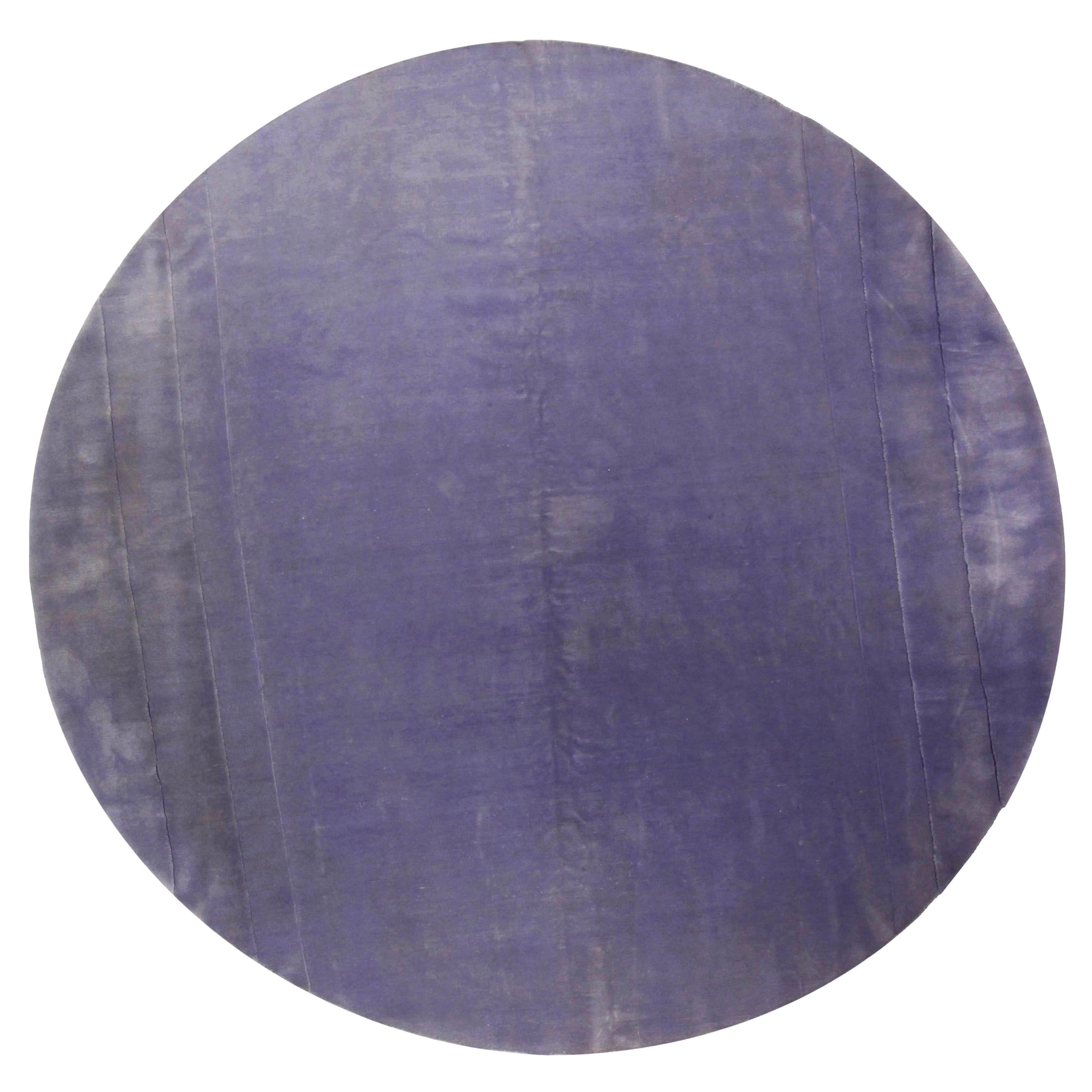 Round Lavender Hand Knotted Mohair Rug by Doris Leslie Blau For Sale