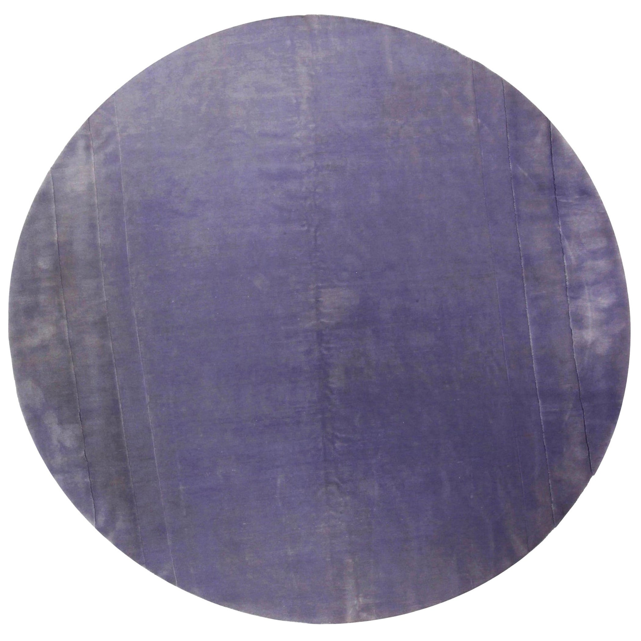 Round Lavender Hand Knotted Mohair Rug by Doris Leslie Blau For Sale