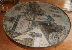 Round LaVerne Etched Bronze Coffee Table