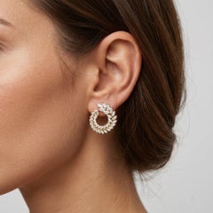 5.4ctw Natural Diamond Leaf Shape 18K Yellow Gold Earrings