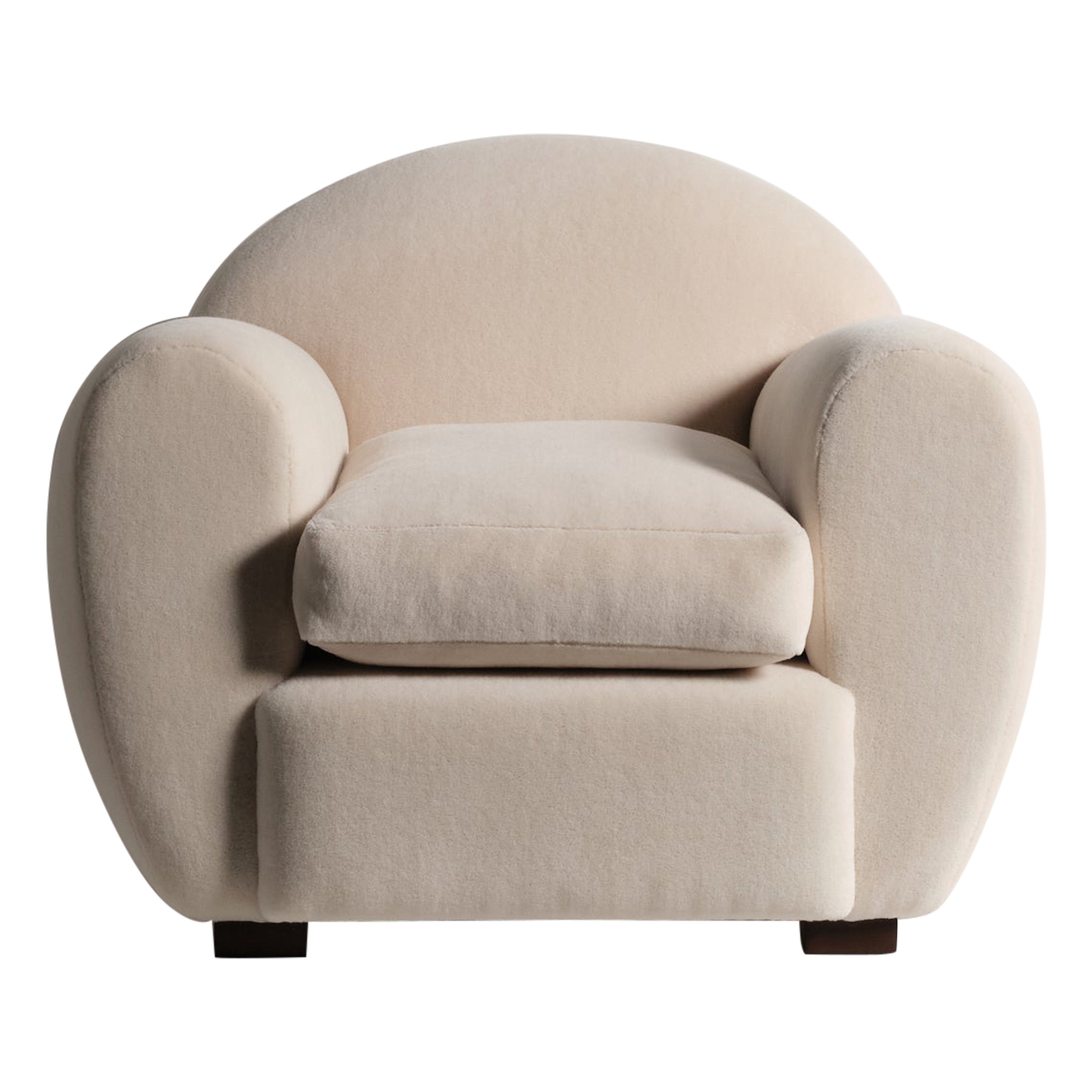 Round Leaning Club Chair in White Pure Alpaca