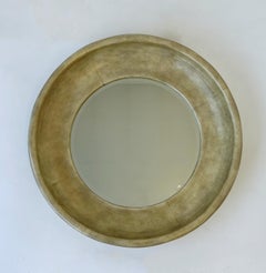 Round Leather Beveled Mirror by Maitland Smith
