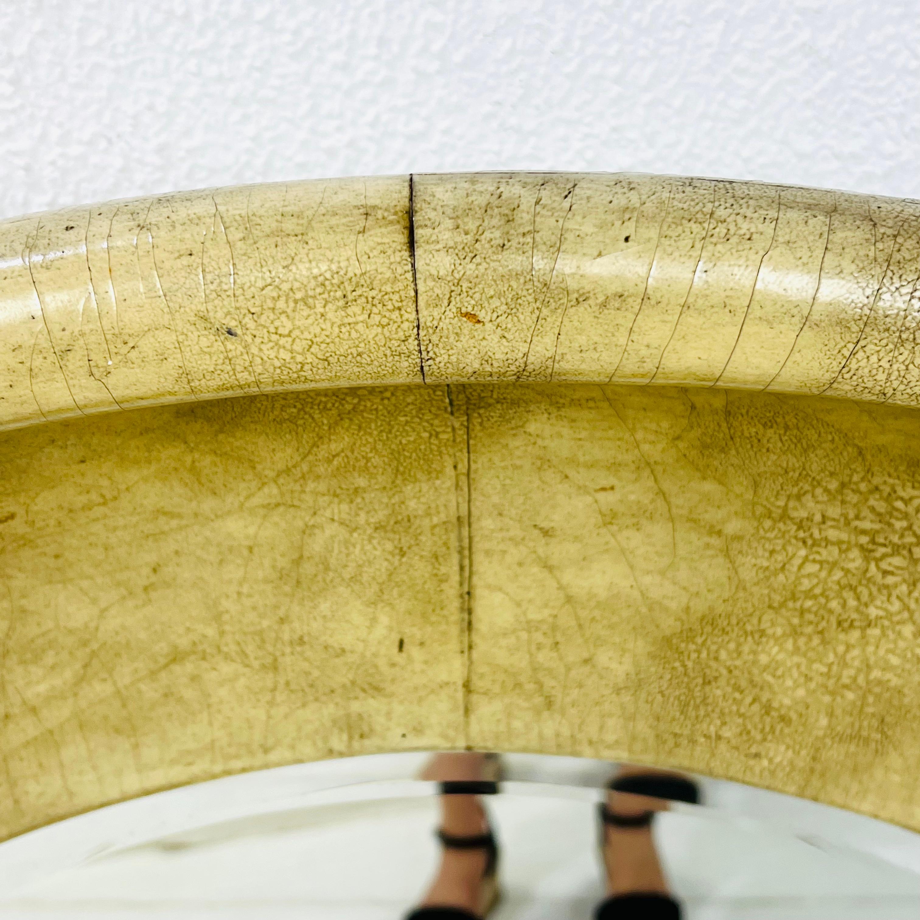 Round Leather Beveled Mirror by Maitland Smith For Sale 1