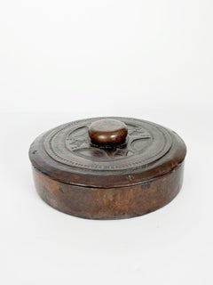 Round Leather Box, France, 1970s