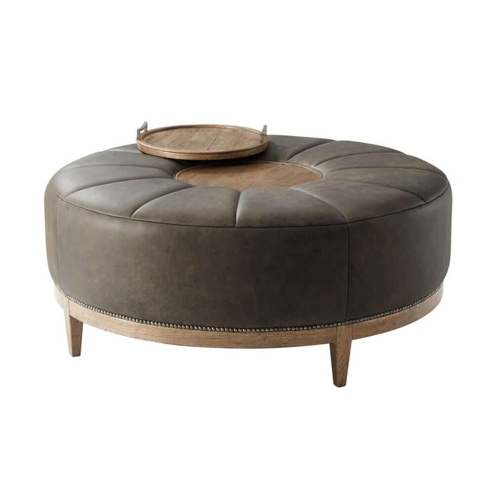 Round leather cocktail ottoman online