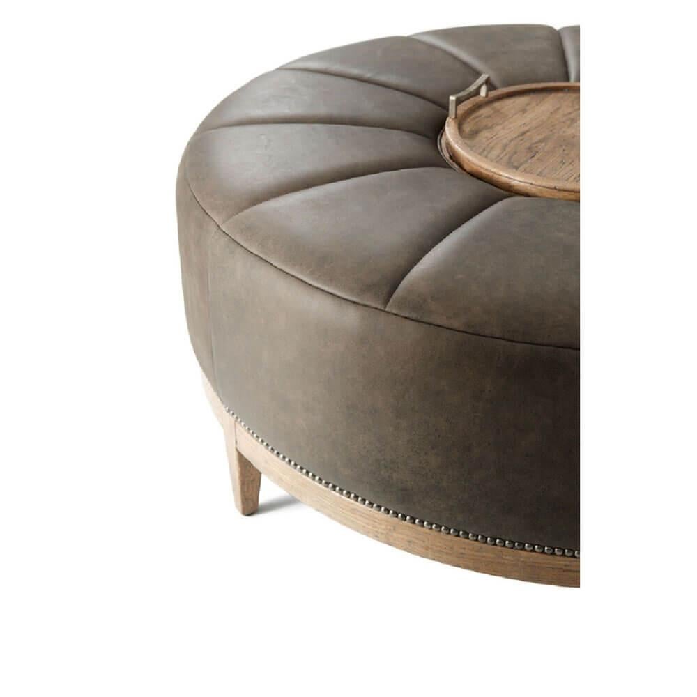 round leather coffee table