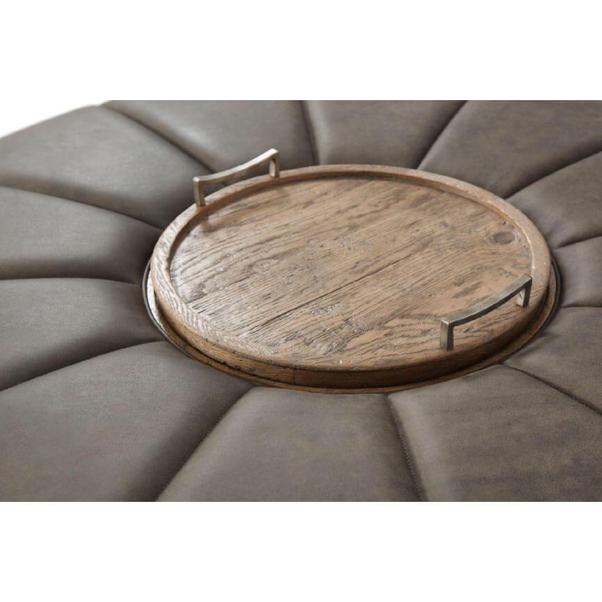 Modern Round Leather Cocktail Ottoman