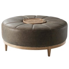 Round Leather Cocktail Ottoman