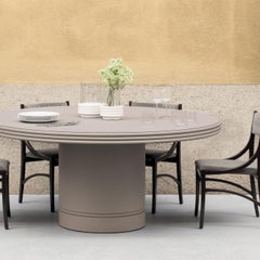 Round Leather Dining Table, Scala by Stephane Parmentier for Giobagnara