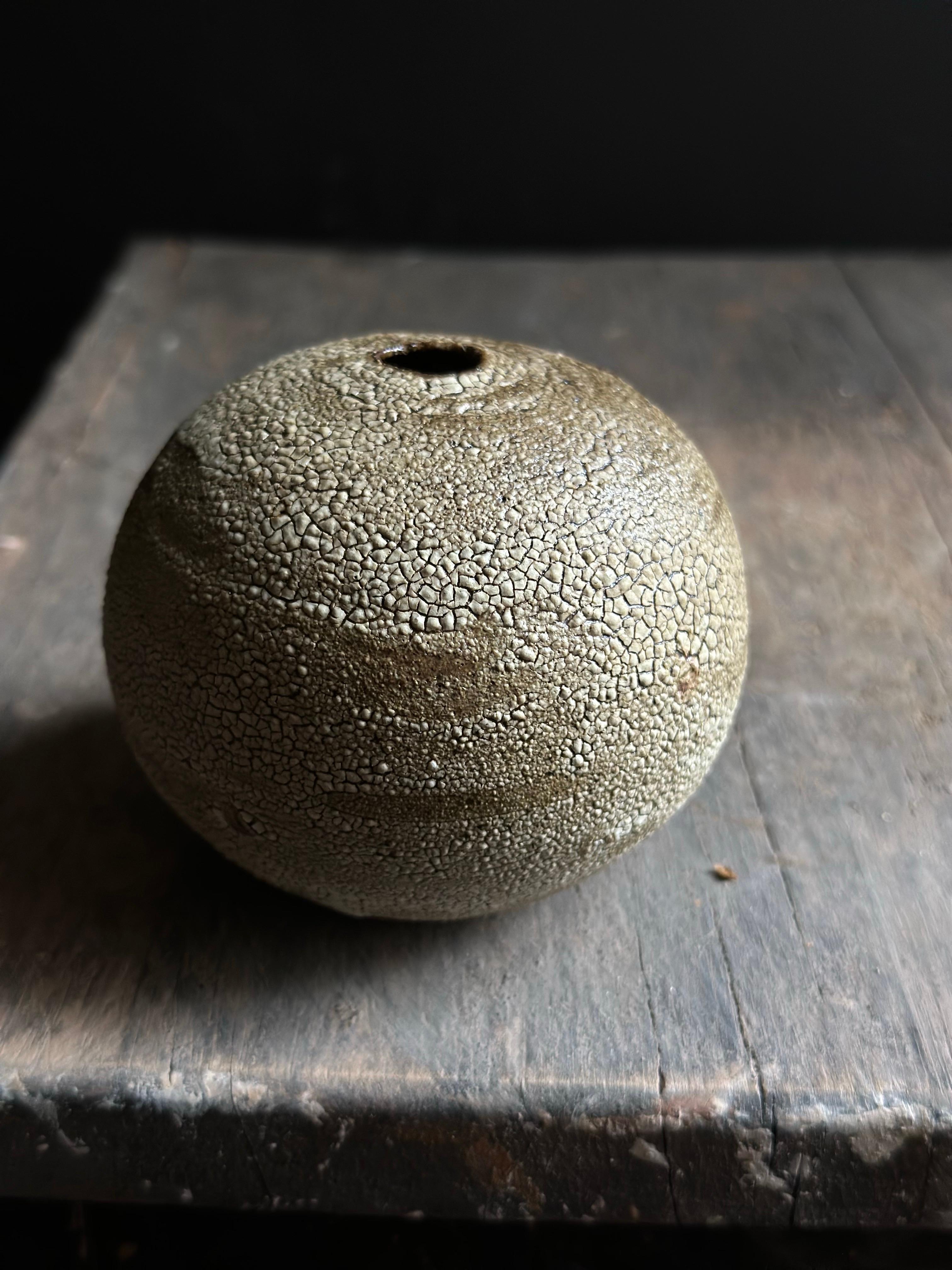 Rustic Round Leather Lizard Textured Ceramic Bud Vase