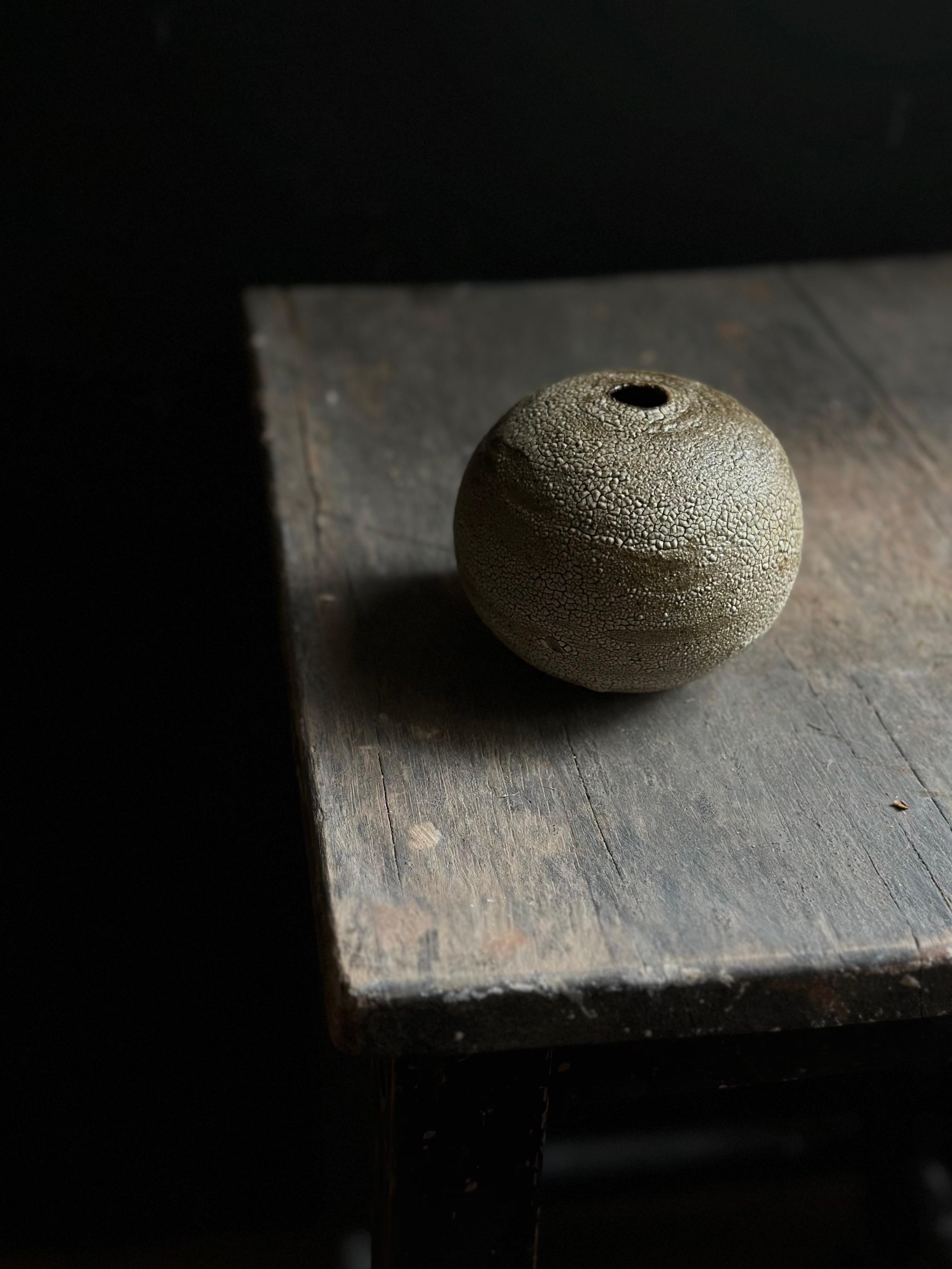 Hand-Crafted Round Leather Lizard Textured Ceramic Bud Vase