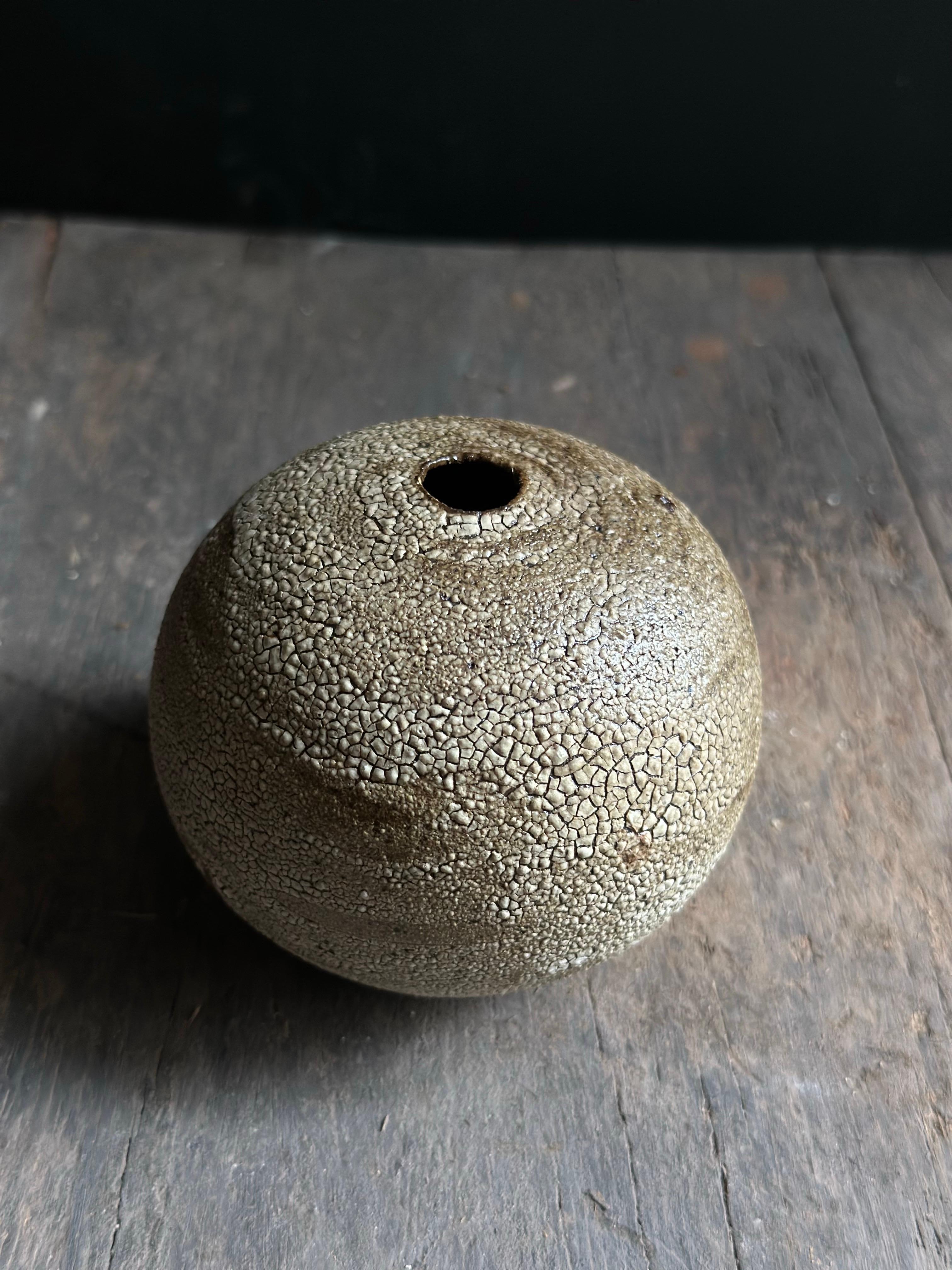 Contemporary Round Leather Lizard Textured Ceramic Bud Vase
