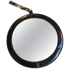 Round Leather Mirror