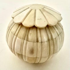 Round Lidded Bone Box with Spherical Fruit Like Ridges
