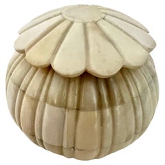 Round Lidded Bone Box with Spherical Fruit Like Ridges
