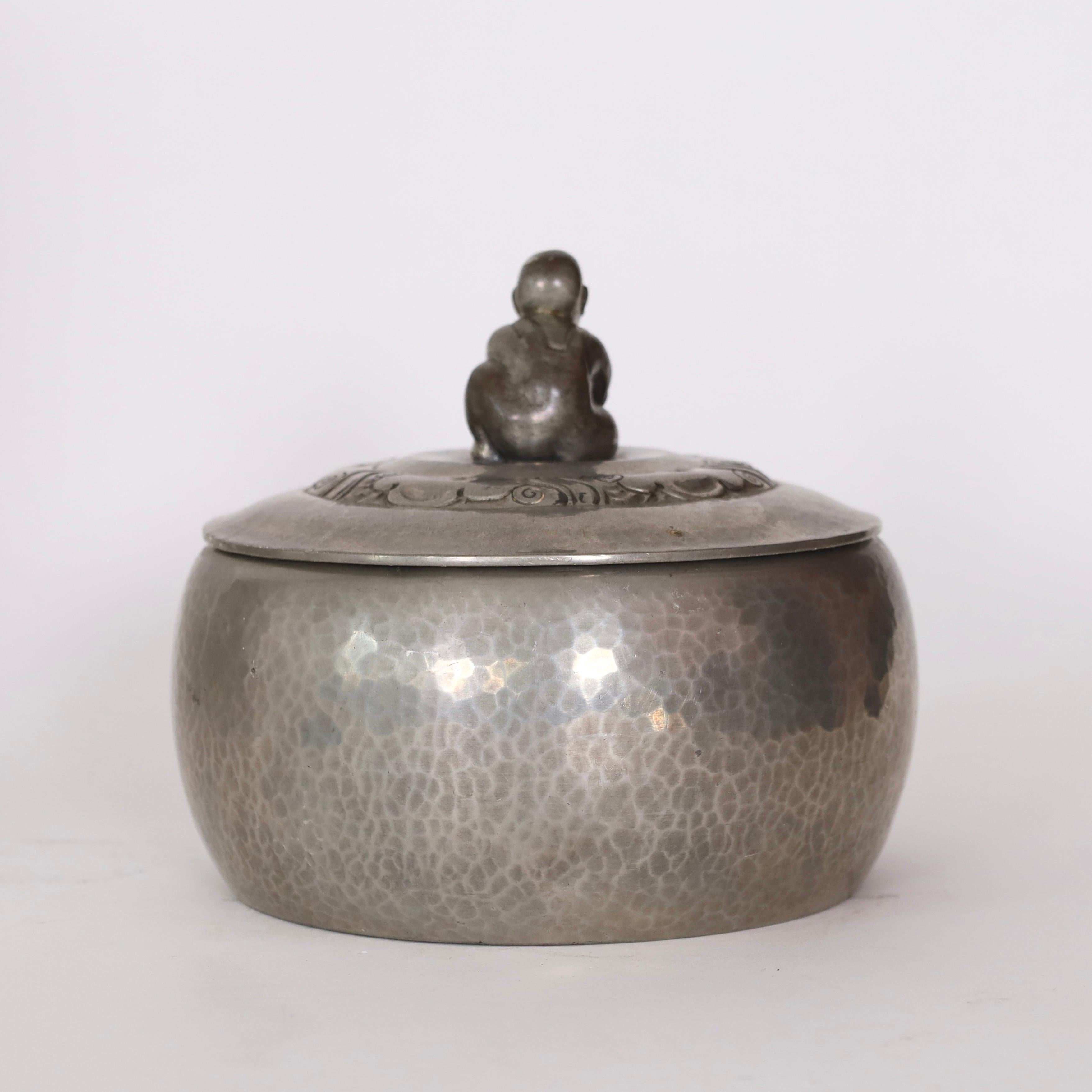 Early 20th Century Round Lidded Pewter Box by Just Andersen, 1920s, Denmark For Sale