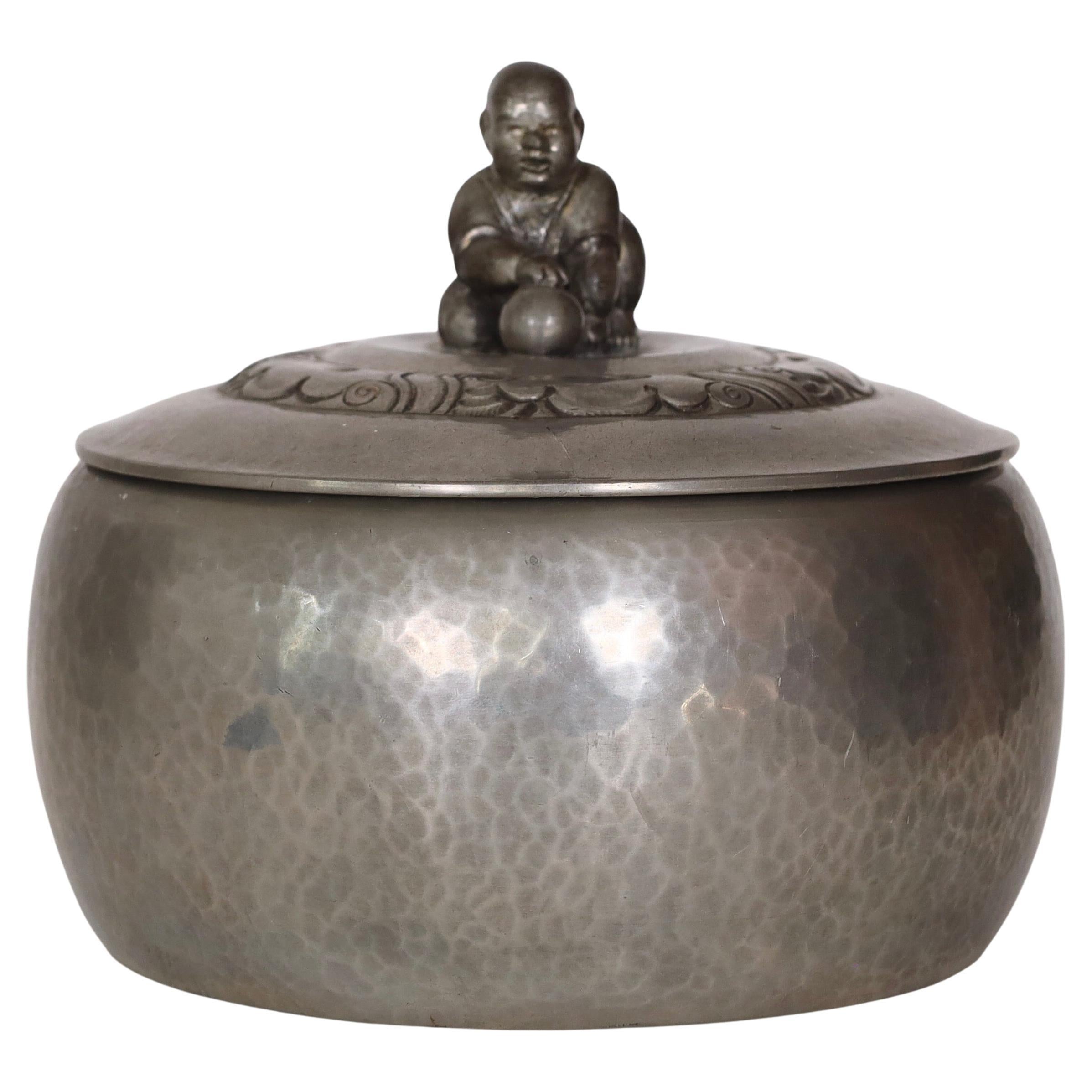 Round Lidded Pewter Box by Just Andersen, 1920s, Denmark