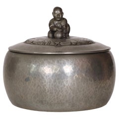 Round Lidded Pewter Box by Just Andersen, 1920s, Denmark