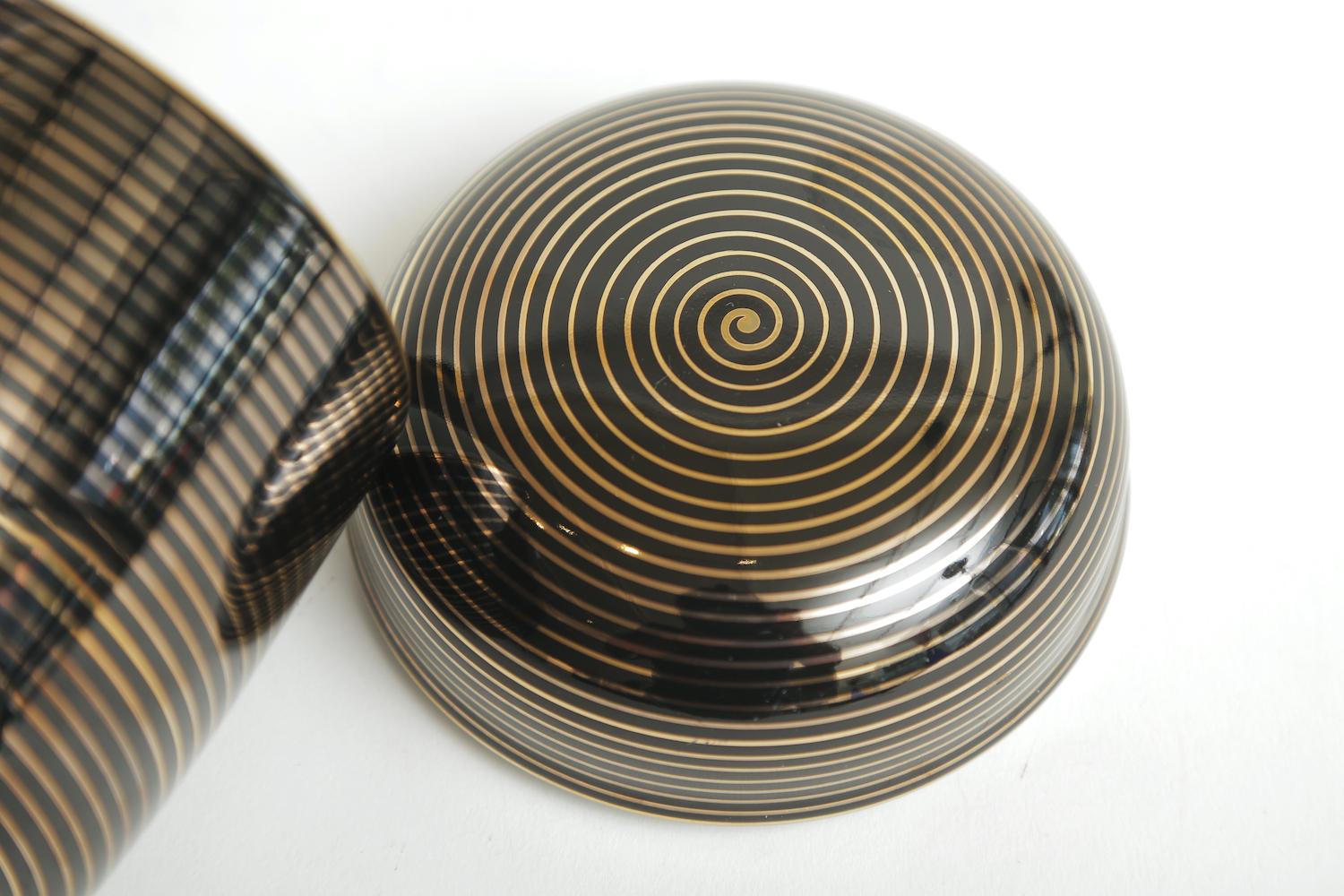 Round Black and Gold Lidded Porcelain Box 1