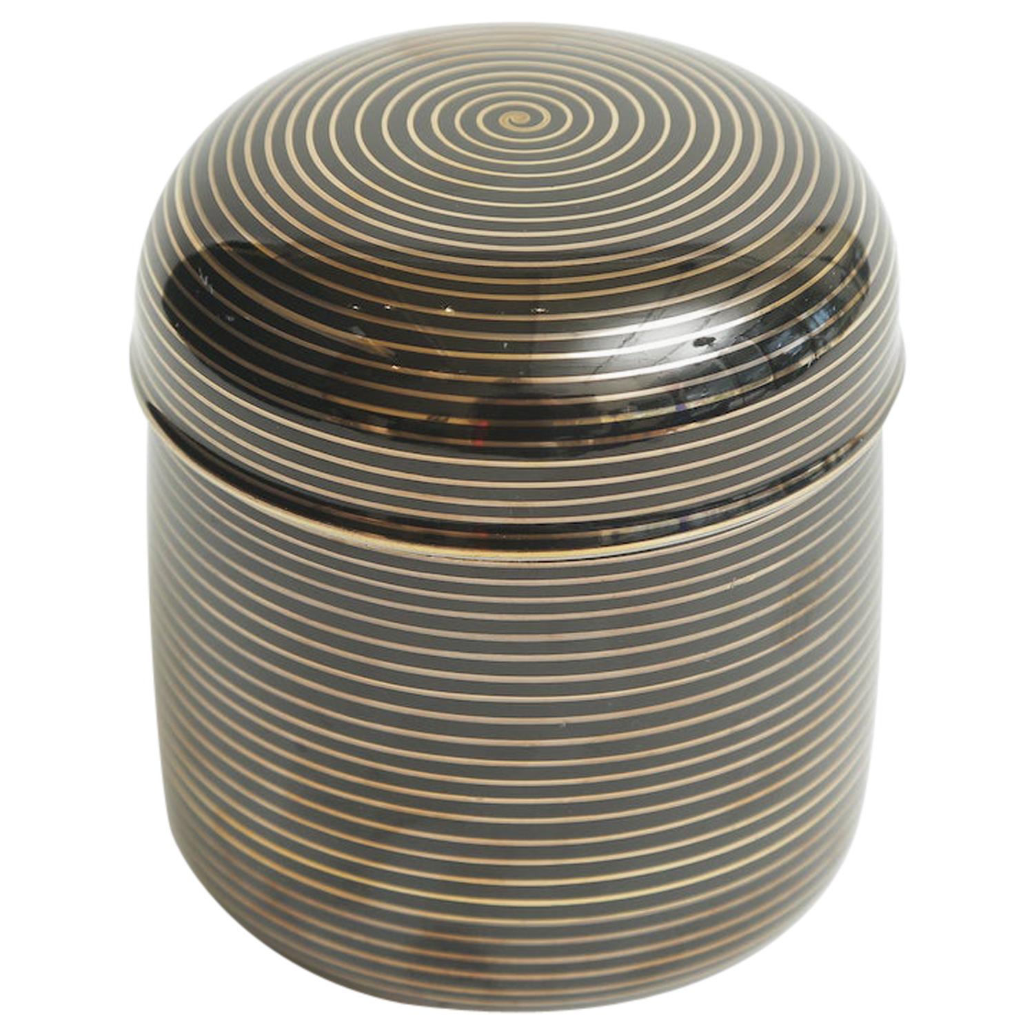 Round Black and Gold Lidded Porcelain Box