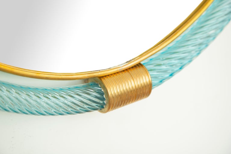 Round Light Blue Twisted Rope Murano Glass Mirror, in Stock For Sale at ...