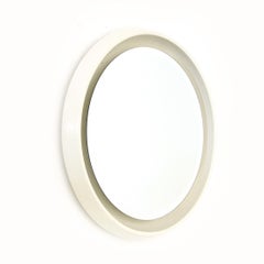 Round Lighted Mirror in White Lacquered Wood by CRB, 1960s
