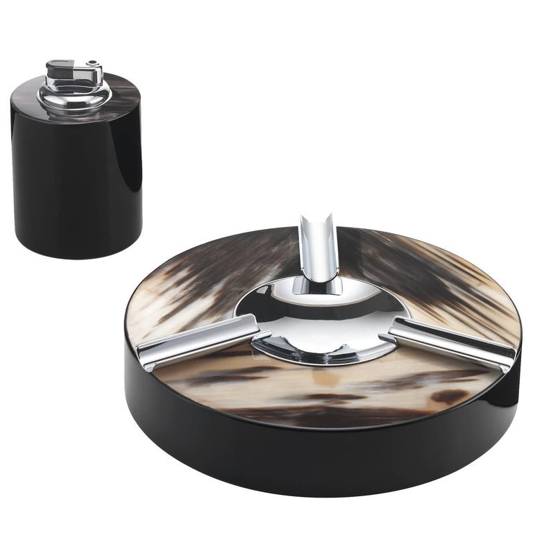 Round Lighter and Ash Tray Set For Sale