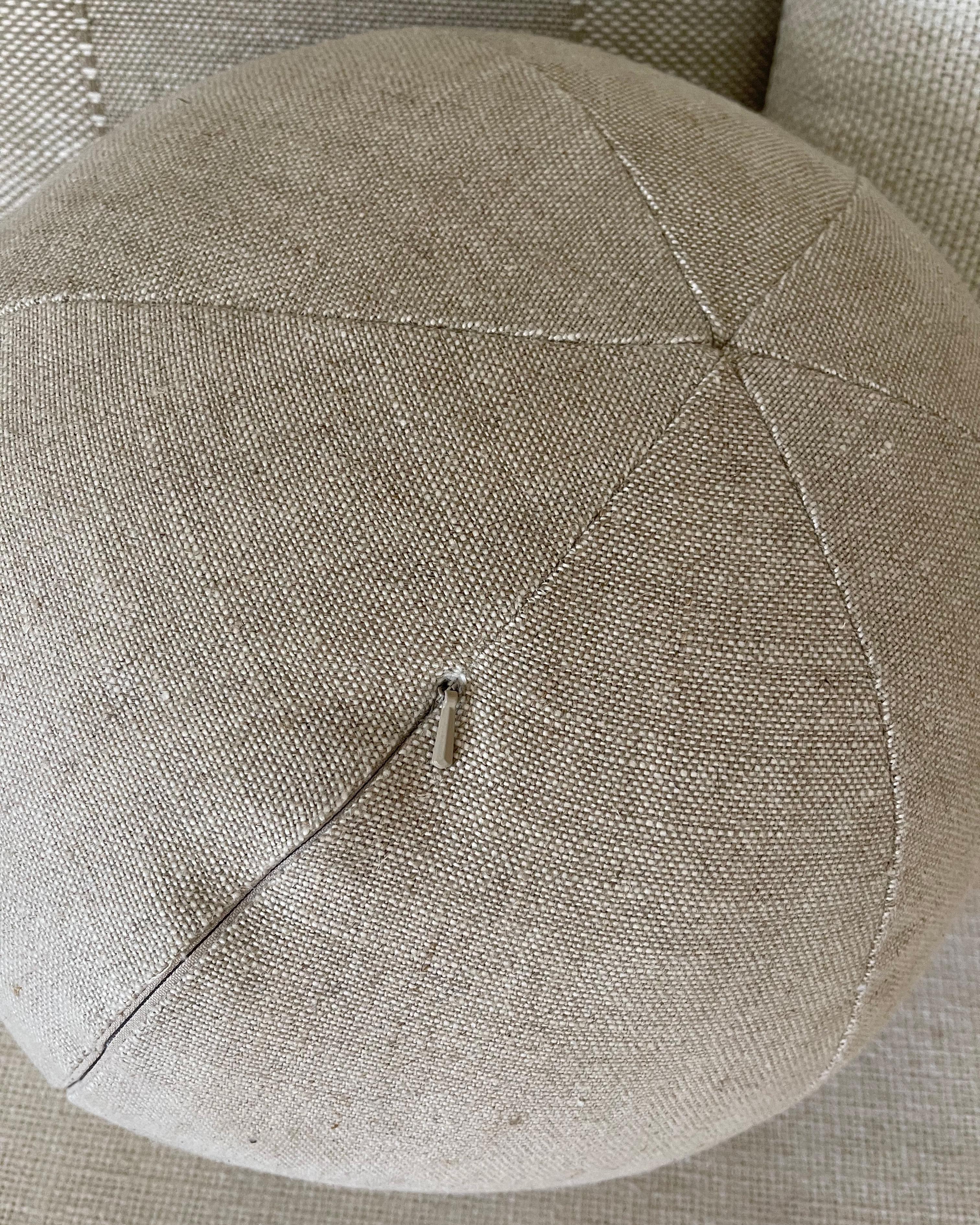 Minimalist Round Linen Pillow For Sale