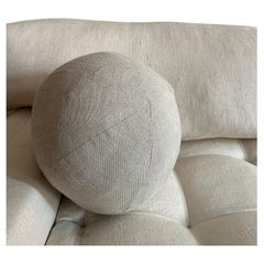 Used Round Linen Pillow