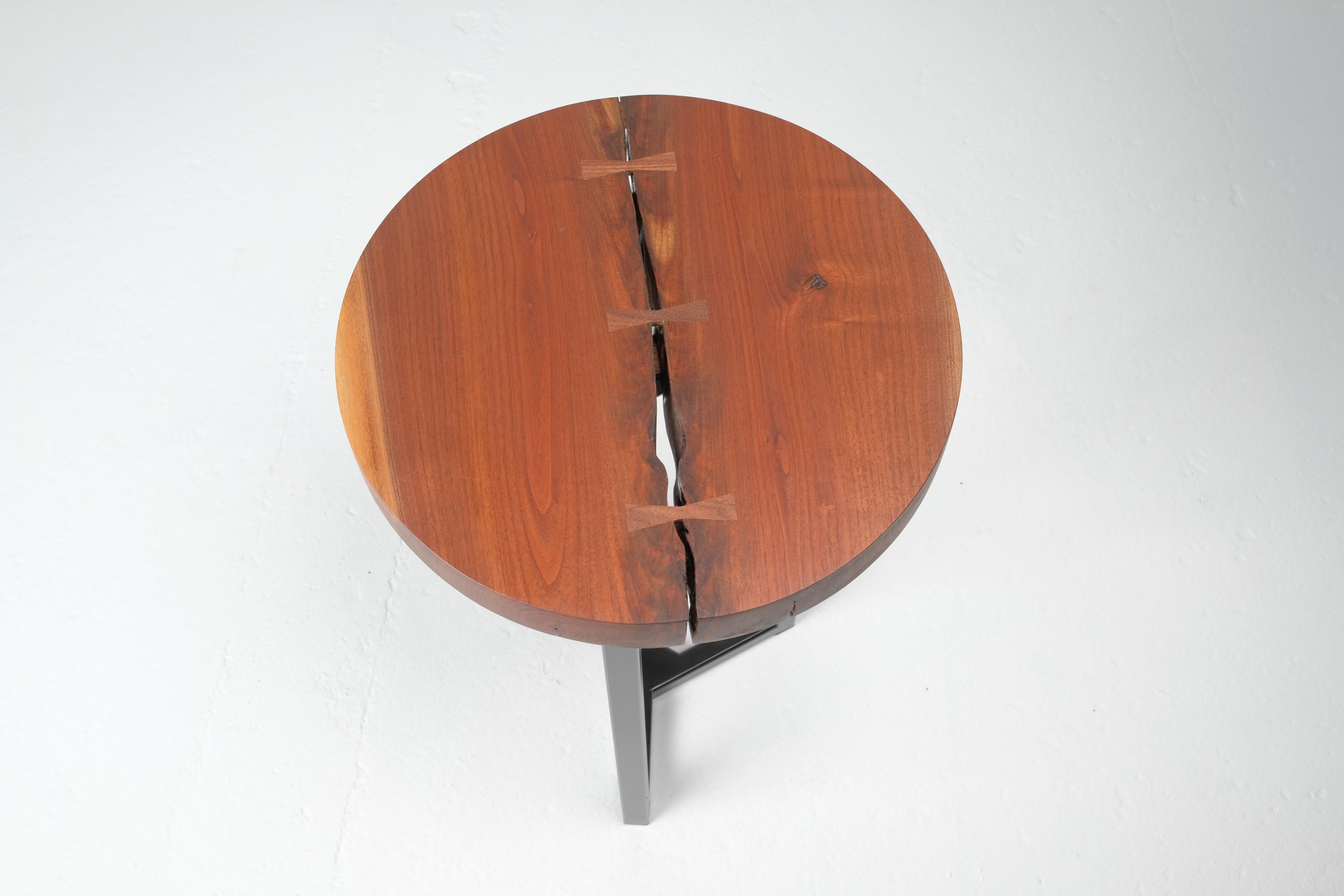 American Round Walnut Live Edge Side Table For Sale