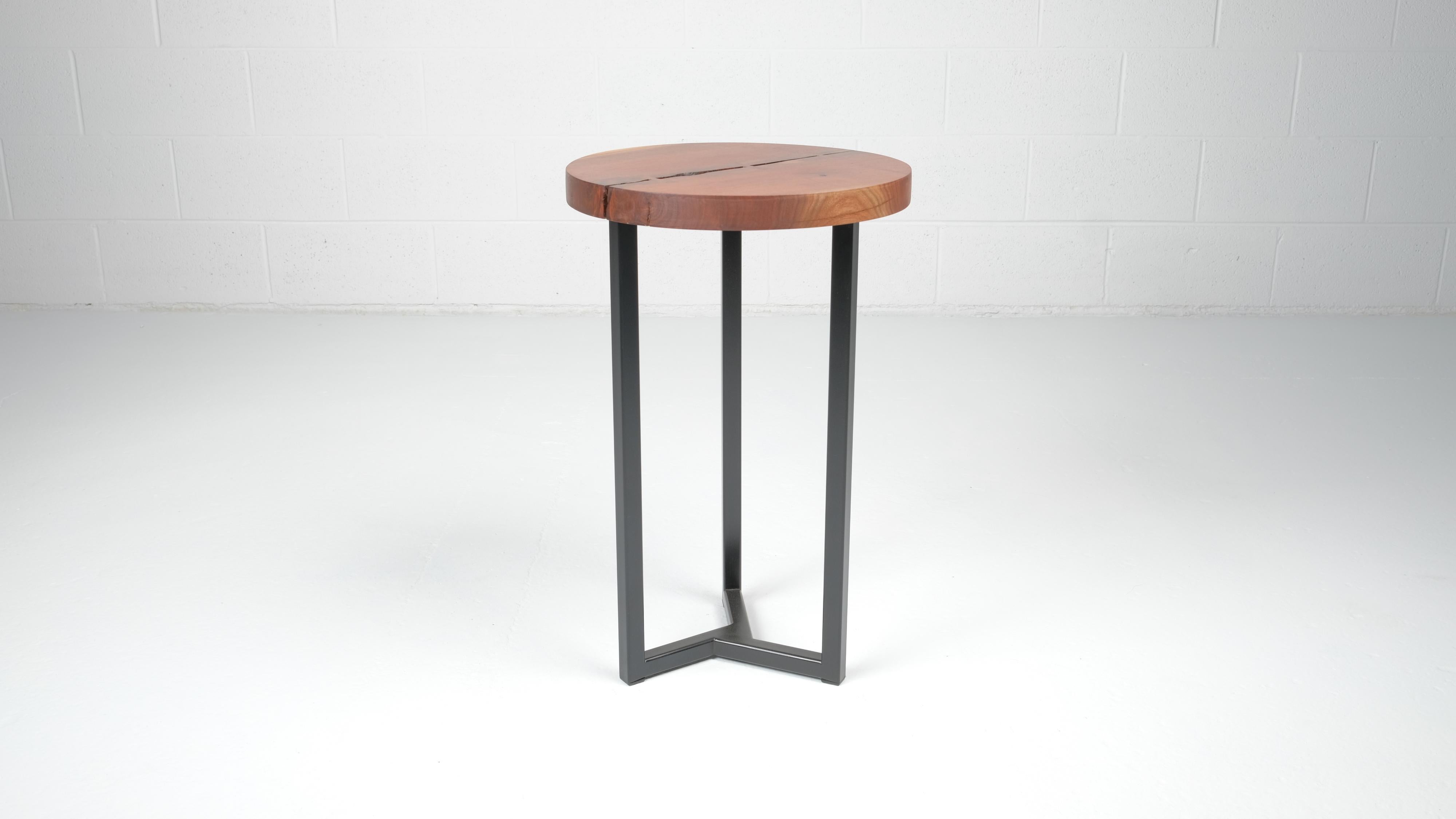 Contemporary Round Walnut Live Edge Side Table For Sale